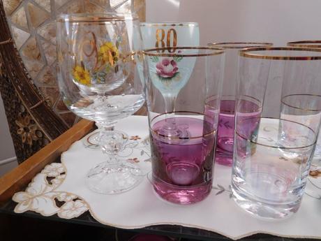 Jubilejné poháre borske sklo, farebné sklo poháre,