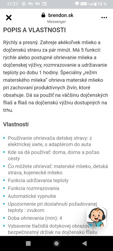 Ohrievacka, chicco
