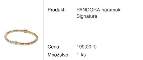 Pandora guličkový náramok pozlátený, pandora