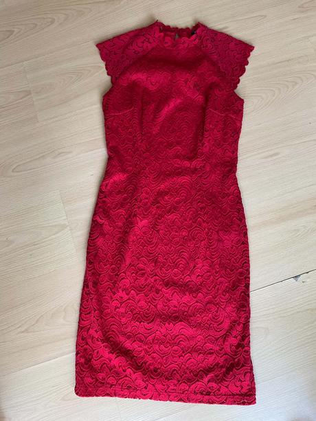 Orsay červené elegantné čipkované šaty, orsay,s
