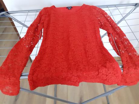 Červená dámska blúzka s dlhým rukávom, amisu,170