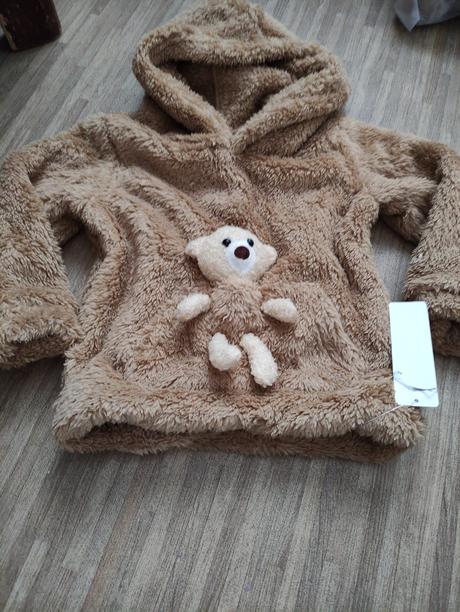 Nová béžovohnedá mikina s mackom, 86