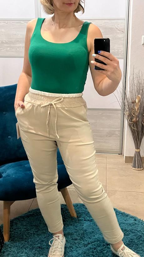 Dámske tenké béžové nohavice, l / m / xl