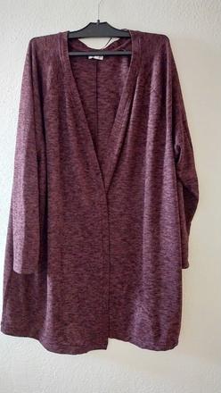 Tenší bordový melírovaný kardigána - sveter bez za, 5xl