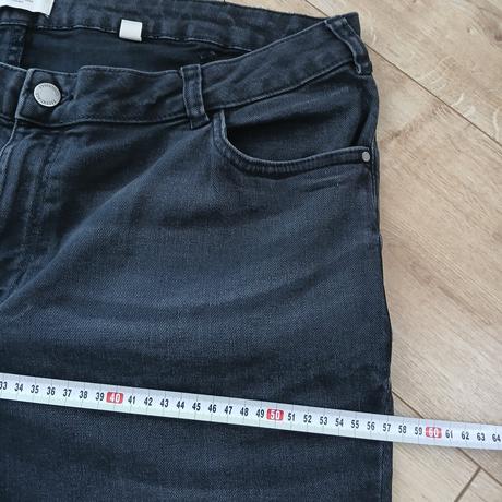 Bavlnené elastické rifle s vysokým pásom, tchibo,48