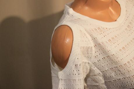 Biely pletený top, s/m, s