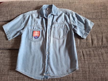 Košeľa džínova s krátkym rukávom, 140