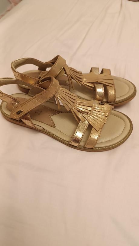 Dievčenské zlaté kožené sandále lasocki 34, lasocki,34
