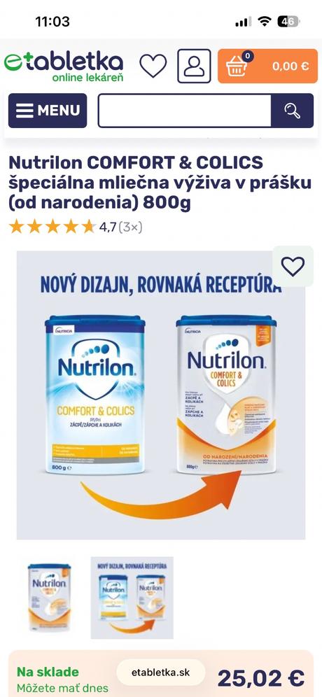 Nutrilon comfort& colics, 