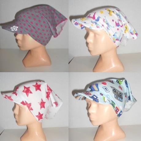 Šatky na hlavu so šiltom vzorované, 50 - 152