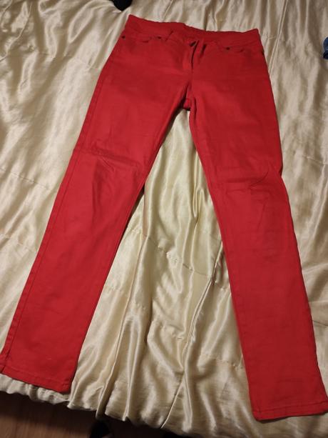 Červené skinny nohavice, f&f,42