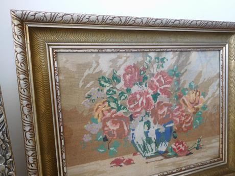 Obrazy vyšívané krížiková výšivka -v drevenom ráme, 