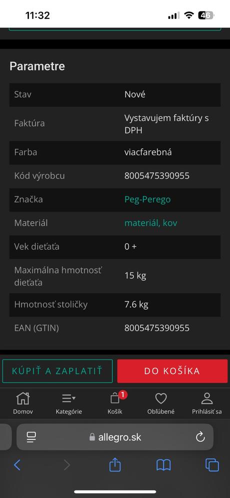 Detská stolička peg perego, peg-pérego