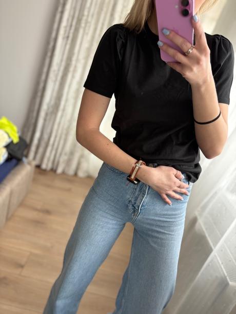 Čierne tričko s volanovymi rukávmi, f&f,xs