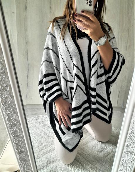 Čiernobiely kardigán-uni veľkosť, 