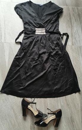 Čierne šaty marini, v38-40,hodvábny polyester, l