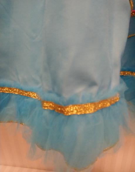 Kostým princezná, modro zlaté šaty, 140-152 cm,