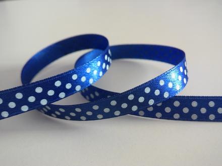 Stuha bodky 10 mm kráľovská modrá,