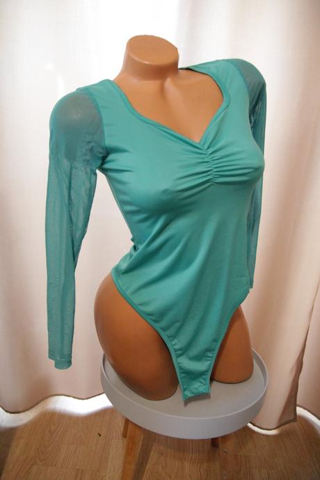 Zeleno tyrkysový body top, xs, xs
