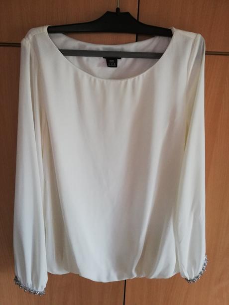 Biela blúzka s ozdobným rukávom, f&f,40