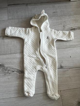 Tenký krémový overal na zips s kapucňou, benetton,62