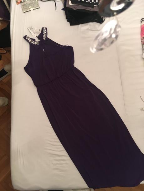 Fialové dlhé šaty, f&f,42