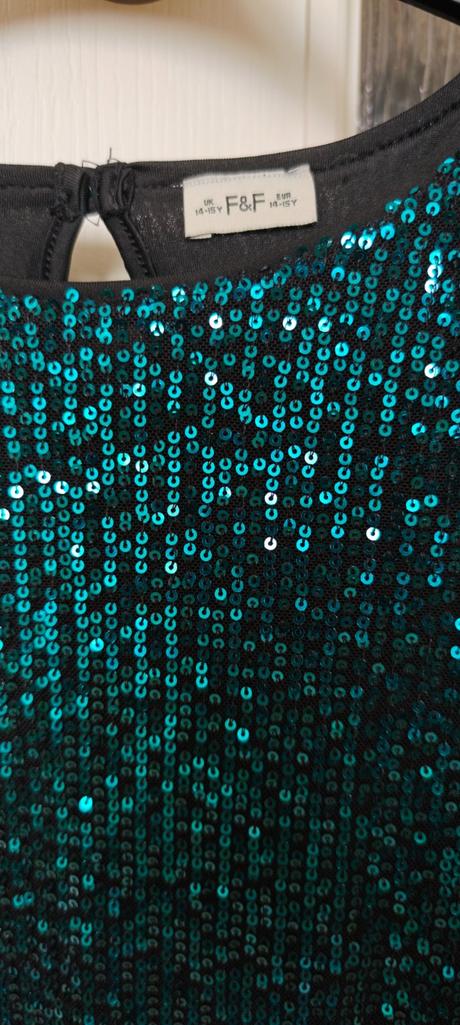 Flitrované tmavozelené šaty, f&f,164