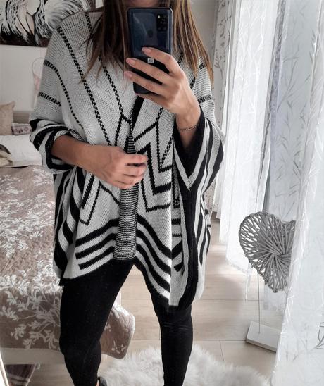 Čiernobiely kardigán-uni veľkosť, 