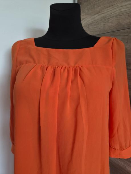 Žiarivé oranžové šifónové šaty, h&m,s