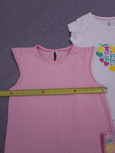 3 ks tricka + kratke leginky, len oprate, 104–116