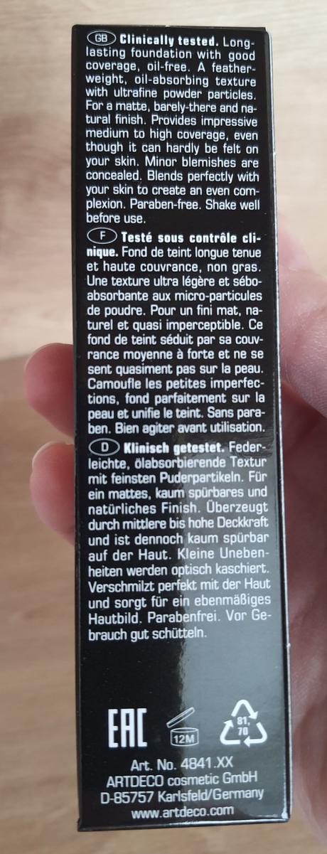 Artdeco perfect teint foundation, 