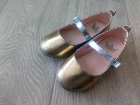 Zlato-strieborno-medenné balerínky, h&m,24