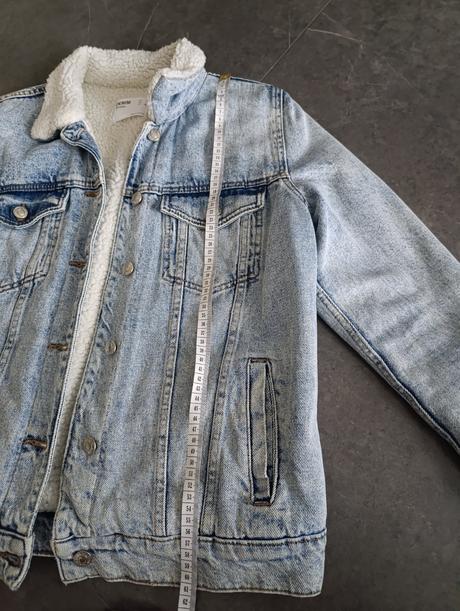 Riflová teplá bunda, bershka,s