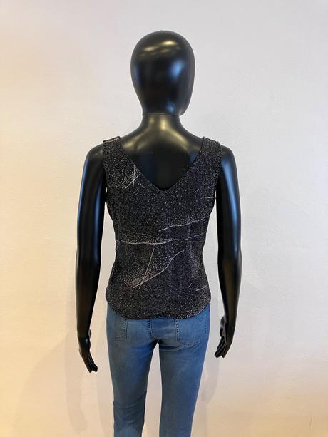 Dámsky elegantný trblietavý top čierny (40), l