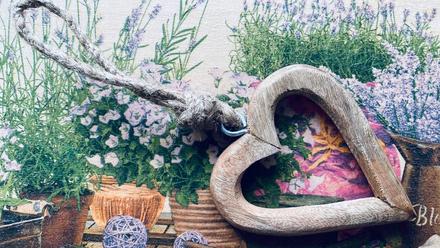 Vintage dekorácia drevené srdce,