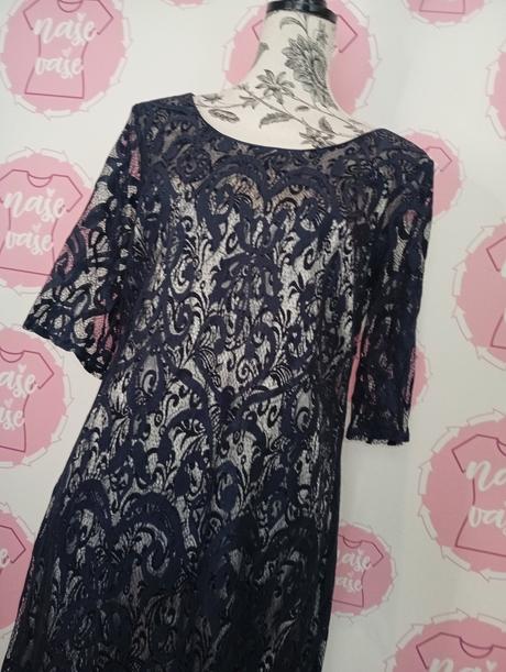 Čipkované modré šaty elena botega, 42