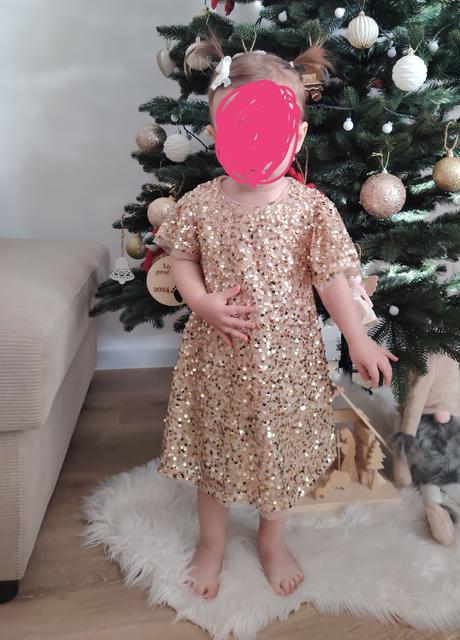 Zlaté filtrované šaty s krátkym rukávom, pepco,92