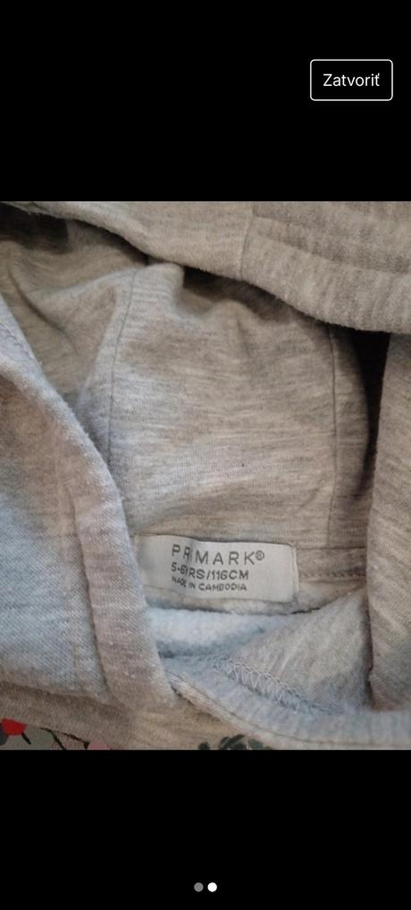 Dievčenská mikina 5-6 rokov, primark,116