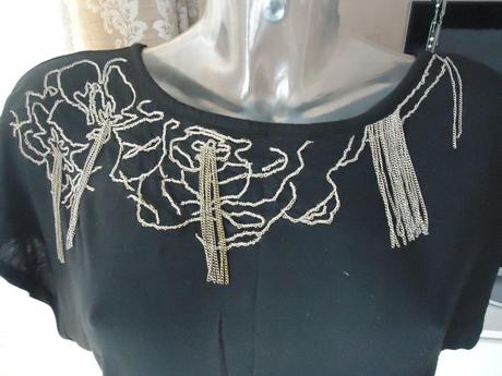 Čierne tričko s retiazkami vel. m-l, kookai,l