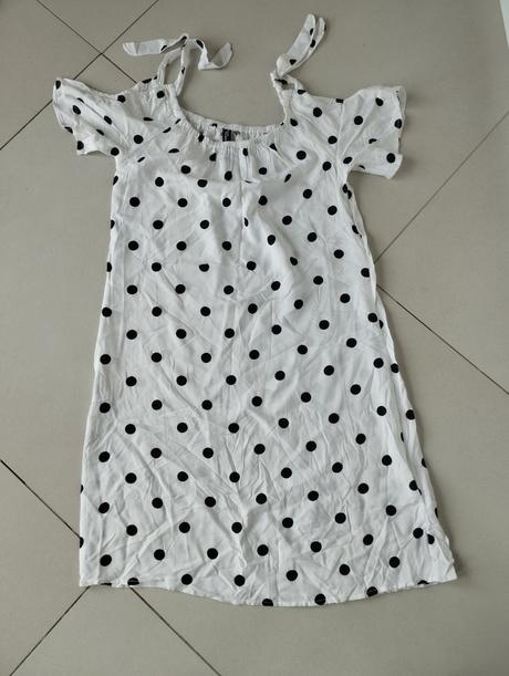 Biele bodkované šaty zn. jean pascale, 36