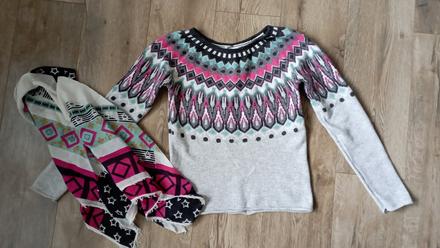 Vzorovaný pulóver +šatka (už s poštovným), h&m,xs