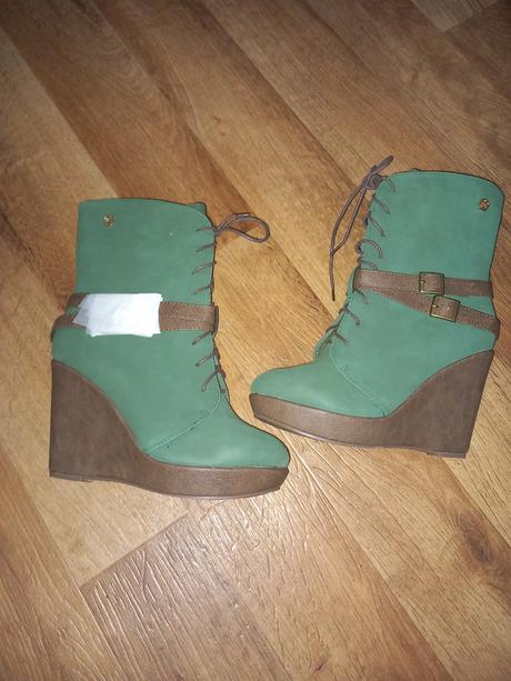 Zelené topánky na platforme 38cky, 38