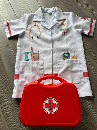 Detský lekársky kufrík a plášť, 
