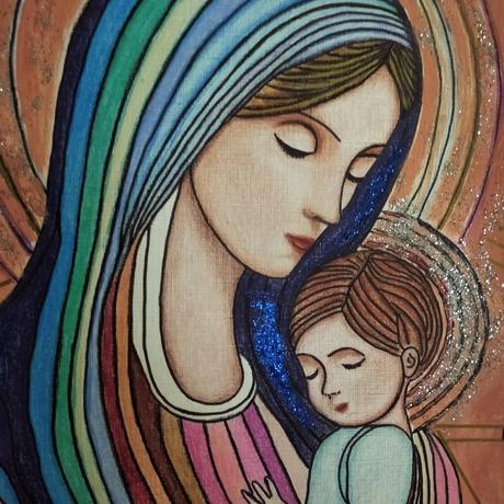 Obraz panny márie a malého ježiška.,