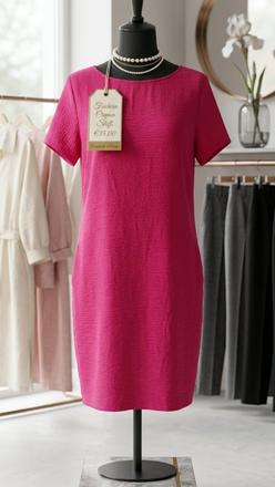 Dámske šaty s krátkym rukávom ružové klasické, 40 / 42 / l / xl