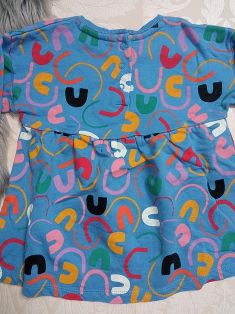 Dievčenské modré vzorované šaty (80-86), miniclub,80