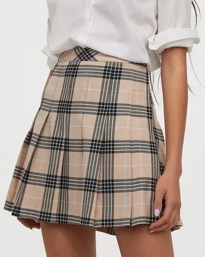 Skladaná károvaná minisukňa h&m, h&m,s