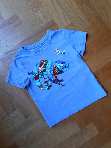 Tričko chameleón s obojstrannými flitrami, c&a,98