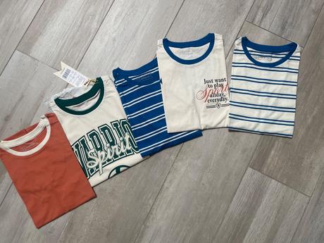 5 pack letných bavlnených tričiek, 134 / 140