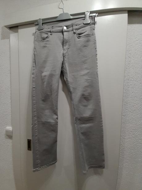 Elastické šedé rifle slim fit 158, h&m,158
